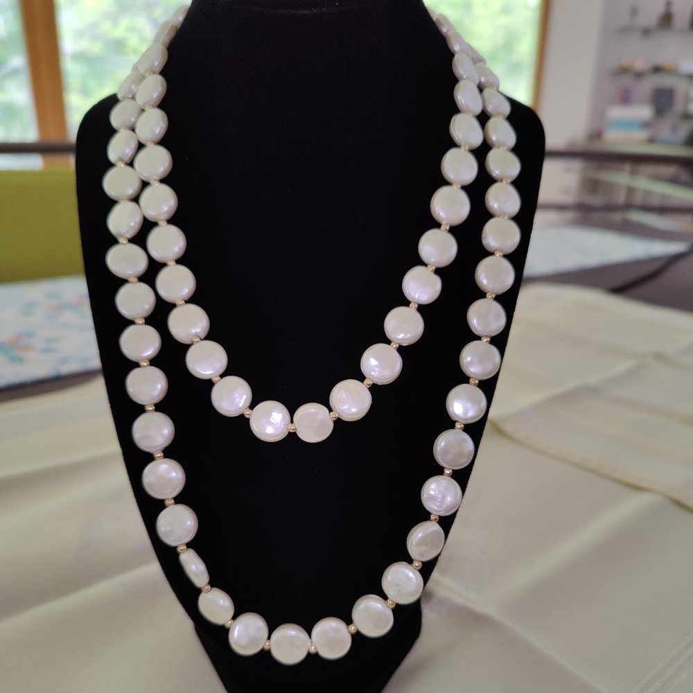 Charter Club Imitation Coin White Cultured Freshwater Pearl and Gold Tone Beaded